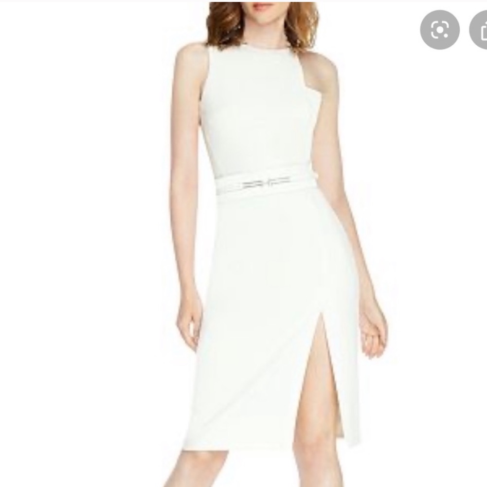 Halston Heritage Sleeveless Sash Belt Dress